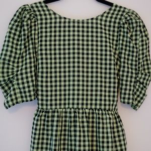 Green/Black Checkered Long Dress US S